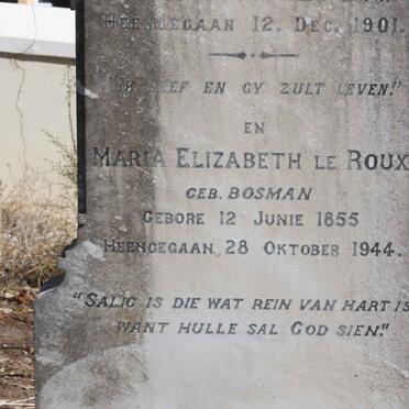 ROUX Maria Elizabeth, le nee BOSMAN 1855-1944