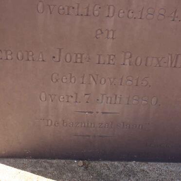 ROUX Debora Johanna nee LE ROUX-MALAN 1815-1880