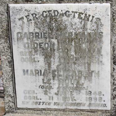 ROUX Gabriel Hermanus Gideon, le 1847-1931 &amp; Maria Elizabeth MARCHAND 1848-1888
