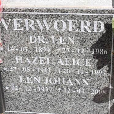 VERWOERD Len 1899-1986 &amp; Hazel Alice 1911-1997 :: VERWOERD Len Johann 1937-2008