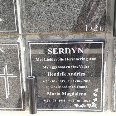 SERDYN Hendrik Andries 1945-2005 &amp; Maria Magdalena 1945-2021