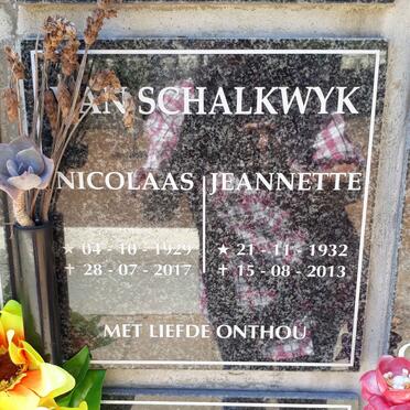 SCHALKWYK Nicolaas, van 1929-2017 &amp; Jeannette 1932-2013