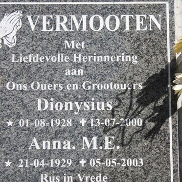 VERMOOTEN Dionysius 1928-2000 &amp; Anna M.E. 1928-2000