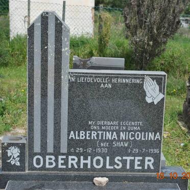 OBERHOLSTER Albertina Nicolina nee SHAW 1930-1996