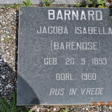 BARNARD Jacoba Isabella nee BARENDSE 1893-1960