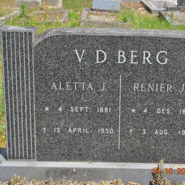 BERG Renier J.J., v.d. 1880-1963 &amp; Aletta J. 1881-1950