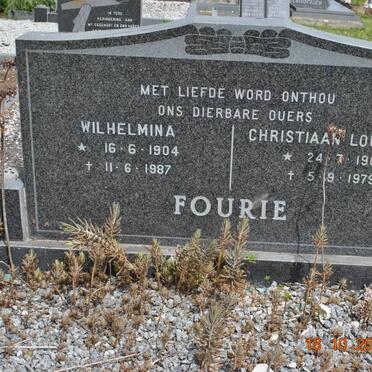 FOURIE Christiaan Lourens 1902-1979 &amp; Wilhelmina 1904-1987