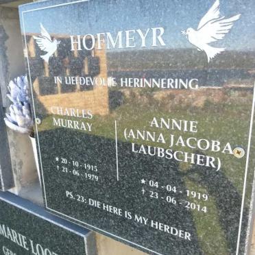 HOFMEYR Charles Murray 1915-1979 &amp; Anna Jacoba LAUBSCHER 1919-2014