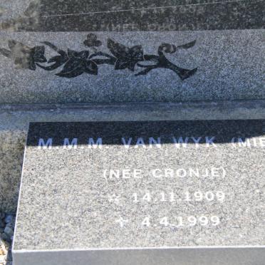 WYK M.M.M., van nee CRONJE 1909-1999