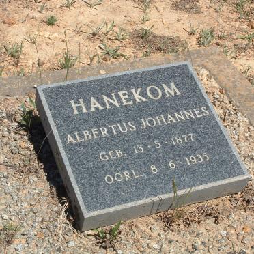 HANEKOM Albertus Johannes 1877-1935