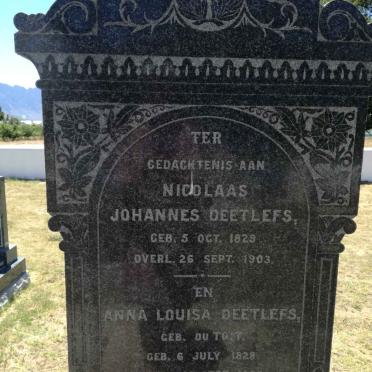 DEETLEFS Nicolaas Johannes 1829-1903 &amp; Anna Louisa DU TOIT 1828-1902