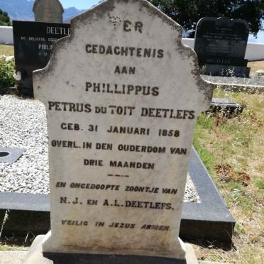 DEETLEFS Phillippus Petrus du Toit 1858-1858 :: DEETLEFS ?