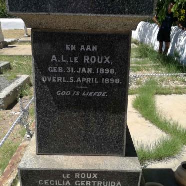 ROUX Cecilia Gertruida, le 1899-1985 :: LE ROUX A.L. 1898-1898