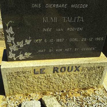 ROUX Kumi Talita, le nee  VAN ROOYEN 1897-1965