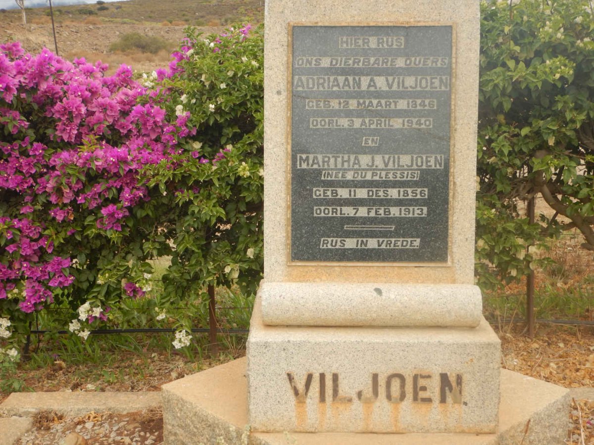 VILJOEN Adriaan A. 1846-1940 &amp; Martha J. DU PLESSIS 1856-1913