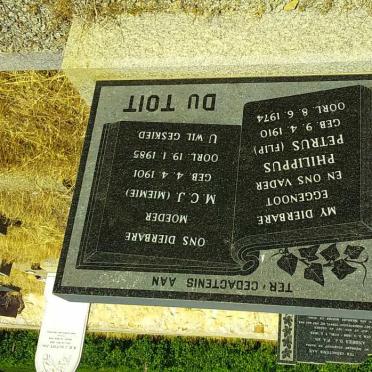 TOIT Philippus Petrus, du 1910-1974 &amp; M.C.J. 1901-1985