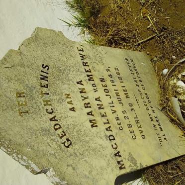 MERWE Maryna Magdalena, v.d. nee VILJOEN 1843-1882