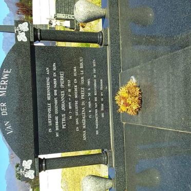 MERWE Petrus Johannes, van der 1899-1972 &amp; Anna Magdalena LE ROUX 1909-1983