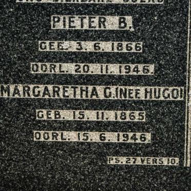 BOTHA Pieter B. 1866-1946 &amp; Margaretha G. HUGO 1865-1946