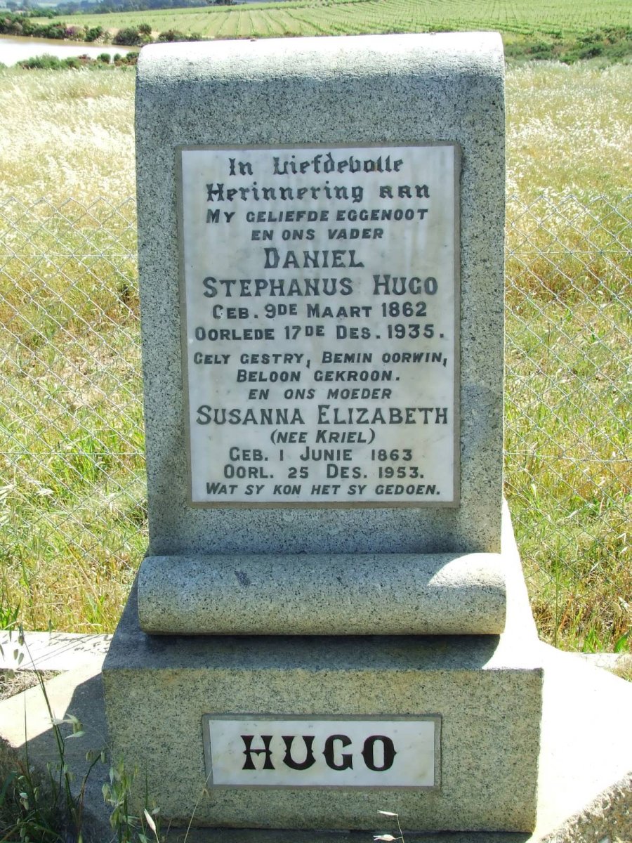 HUGO Daniel Stephanus 1862-1935 &amp; Susanna Elizabeth KRIEL 1863-1953