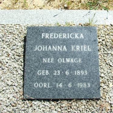 KRIEL Fredericka Johanna nee OLWAGE 1893-1983