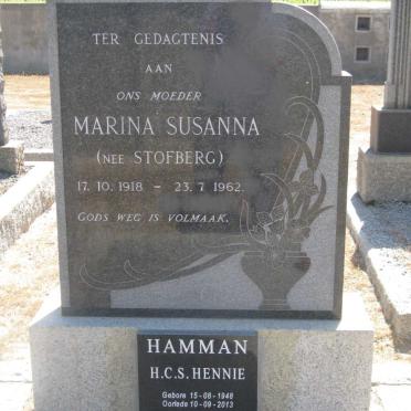 HAMMAN Marina Susanna nee STOFBERG 1918-1962 :: HAMMAN H.C.S. 1948-2013