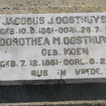 OOSTHUYSEN Jacobus J. 1861-1945 &amp; Dorothea M. KOEN 1861-1941