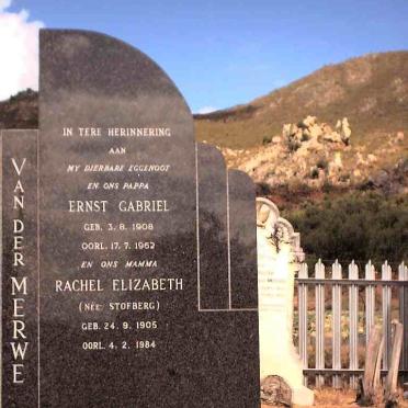 MERWE Ernst Gabriel, van der 1908-1962 &amp; Rachel Elizabeth STOFFBERG 1905-1984