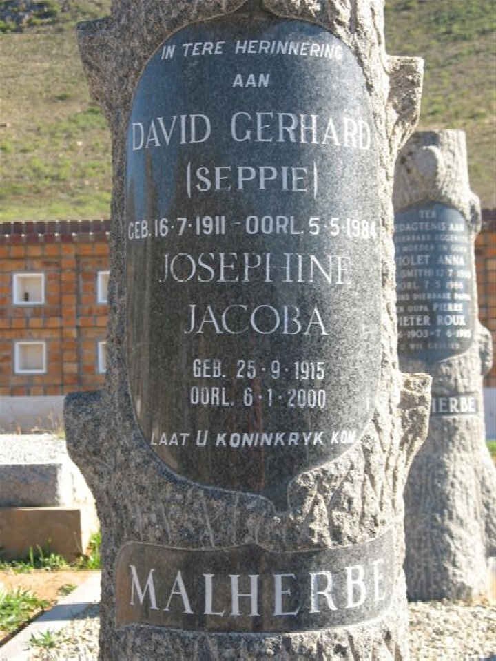 MALHERBE David Gerhard 1911-1984 &amp; Josephine Jacoba 1915-2000
