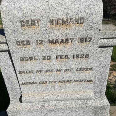 NIEMAND Gert 1917-1926