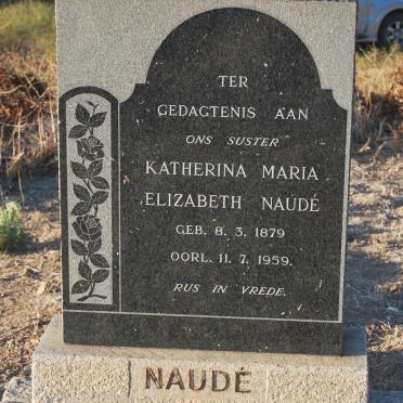 NAUDÉ Katherina Maria Elizabeth 1879-1959