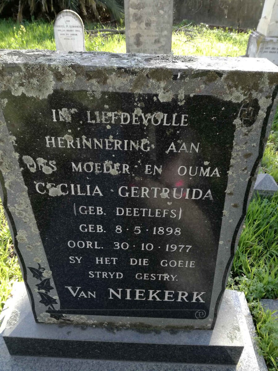 NIEKERK Cecilia Gertruida, van nee DEETLEFS 1898-1977