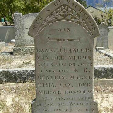 MERWE Izak Francois, van der 1834-1915 &amp; Beatrix Magrietha ROSSOUW 1841-1919