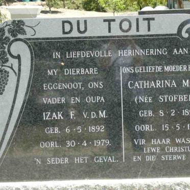 TOIT Izak F.v.d.M., du 1892-1979 &amp; Catharina Maria STOFBERG 1893-1982