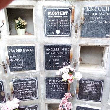 MOSTERT Charel 1934-2010 &amp; Eileen 1940-2021 :: KRUGER Christie Marius Frans 1929-2019 :: MERWE Roelof Abraham, van der 1938-