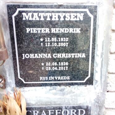 MATTHYSEN Pieter Hendrik 1932-2007 &amp; Johanna Christina 1936-2017