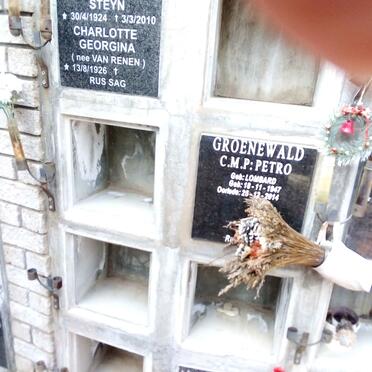 ACKERMANN Wilhelm Steyn 1924-2010 &amp; Charlotte Georgina VAN RENEN 1926- :: GROENEWALD C.M.P. 1947-2014