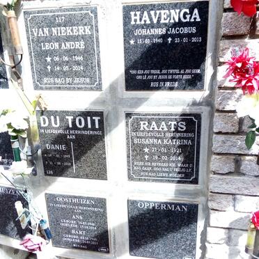 NIEKERK Leon André, van 1946-2014 :: HAVENGA Johannes Jacobus 1940-2013 :: TOIT Danie, du 1949-2016