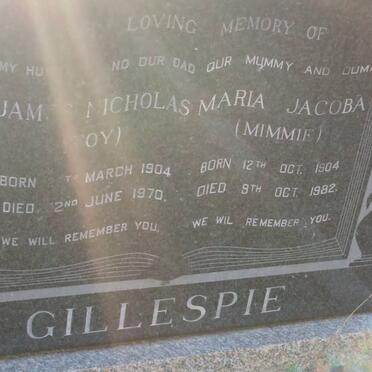 GILLESPIE James Nicholas 1904-1970 &amp; Maria Jacoba 1904-1982