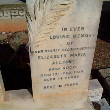 ALLPORT Elizabeth Maria nee HUGO -1939