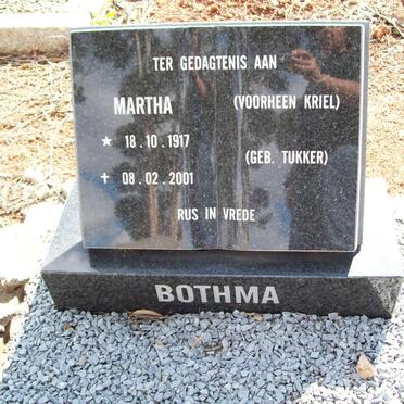 BOTHMA Martha previously KRIEL nee TUKKER 1917-2001