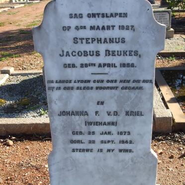 BEUKES Stephanus Jacobus 1856- :: KRIEL Johanna F.v.D. nee WIEHAHN 1873-1942