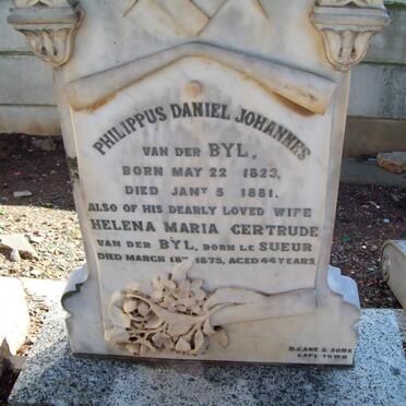 BYL Philippus Daniel Johannes, van der 1823-1881 &amp; Helena Maria LE SUEUR -1975