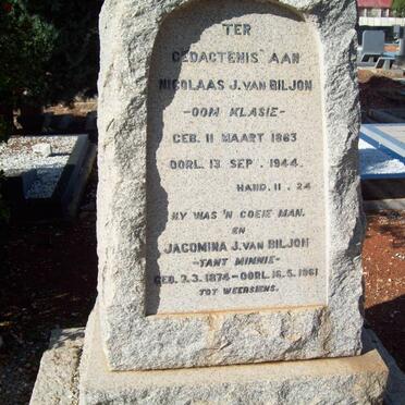 BILJON Nicolaas J., van 1863-1944 &amp; Jacomina J. 1874-1961