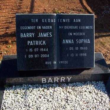 BARRY Barry James Petrick 1944-2004 &amp; Anna Sophia 1940-1996