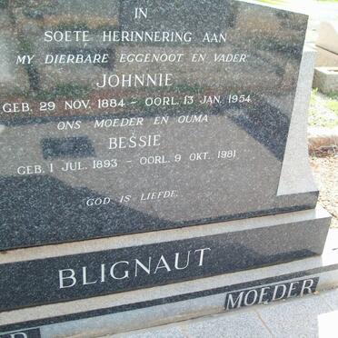 BLIGNAUT Johnnie 1884-1954 &amp; Bessie 1893-1981