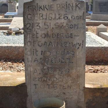 BRINK Frikkie 1926-1951