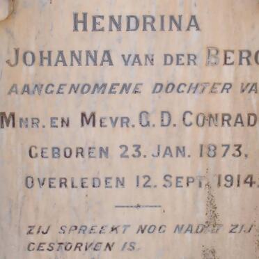 BERG Hendrina Johanna, van der 1873-1914