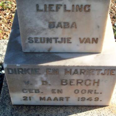 BERGH Dirk J., v.d. 1915-1999 &amp; Martha M. 1916-1996 :: V.D. BERG seuntjie 1949-1949