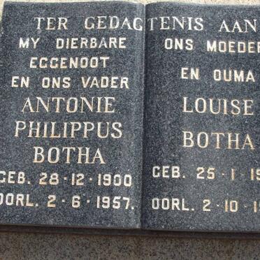 BOTHA Antonie Philippus 1900-1957 &amp; Louise 1906-1977